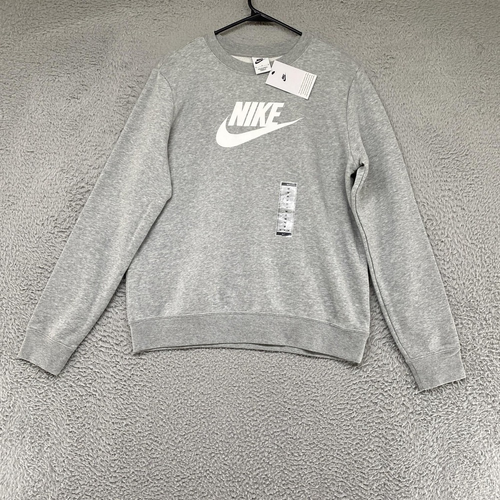 Nike Sweatshirt Womens Medium Club Fleece Pullover Swoosh Logo Crewneck Athletic